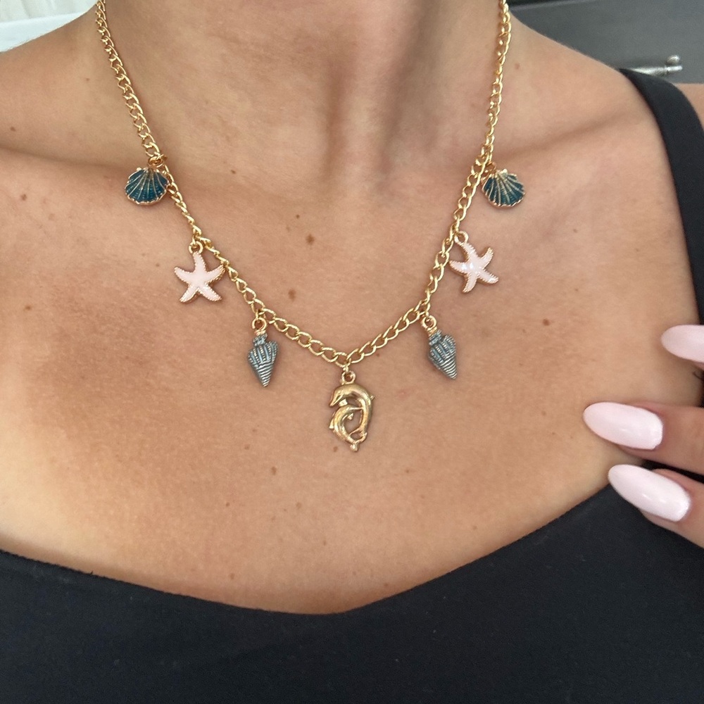 Gold Beachy Charm Necklace